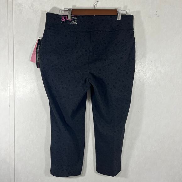 NWT Peck & Peck Tummy Control Aruba Blues Jeans Pants Black Rhinestones Size 14 - Picture 5 of 7
